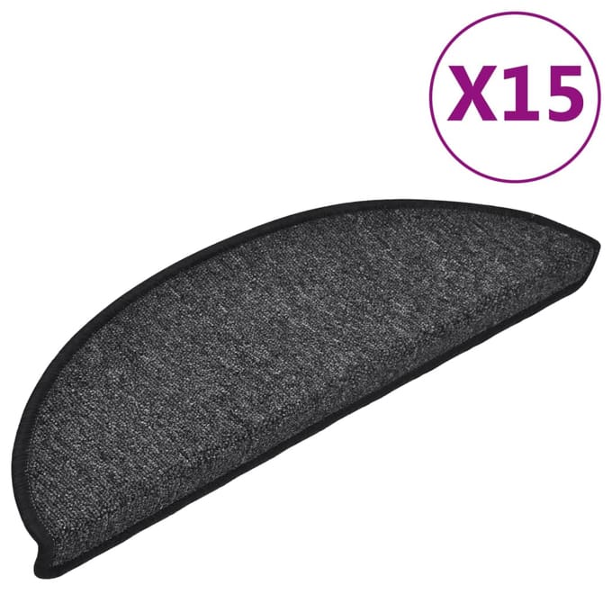 vidaXL - Trapmatten - 15 - st - 56x17x3 - cm - Antraciet - Halfrond