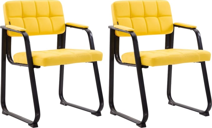 CLP Canada B Set van 2 eetkamerstoelen - met armleuning - Zwart Frame - Kunstleer - geel