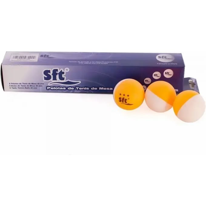 Set van 6 tweekleurige tafeltennisballen Softee ABS