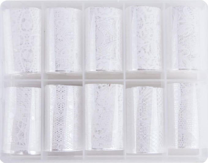 Nagel transfer folie nail art set Floral White (05)