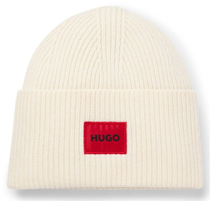 HUGO muts Saffa Beanie Open White crème