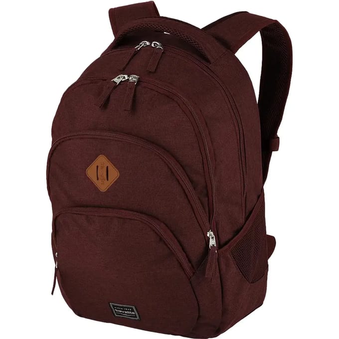 Travelite Basics Backpack Melange - Bordeaux – Dagrugzak voor werk en onderweg – Van polyester – Laptop rugzakken, laptoptassen en rugtassen