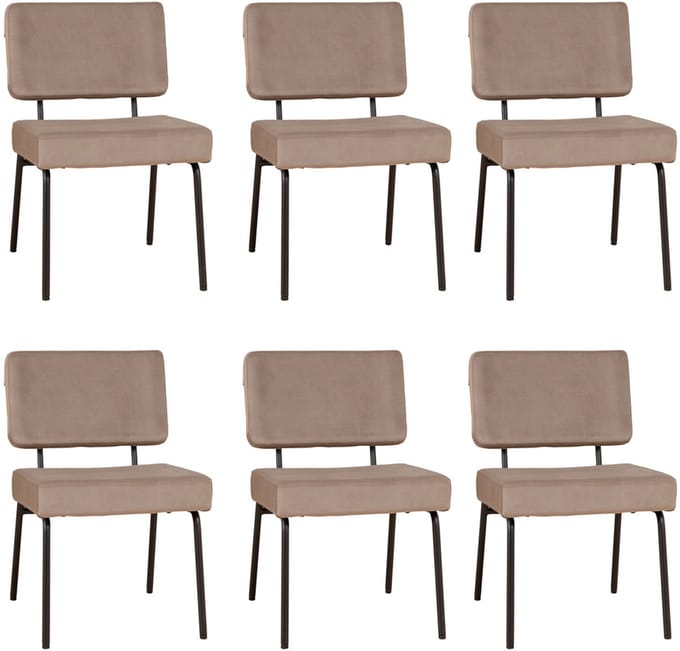 Bronx71® Velvet eetkamerstoel Espen taupe - Eetkamerstoelen set van 6 - stoel