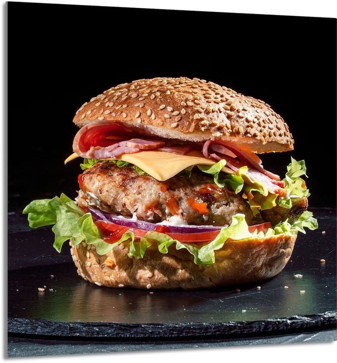 TMK ArtDeko - Snijplank - Glas - 60x65 cm - Hamburger