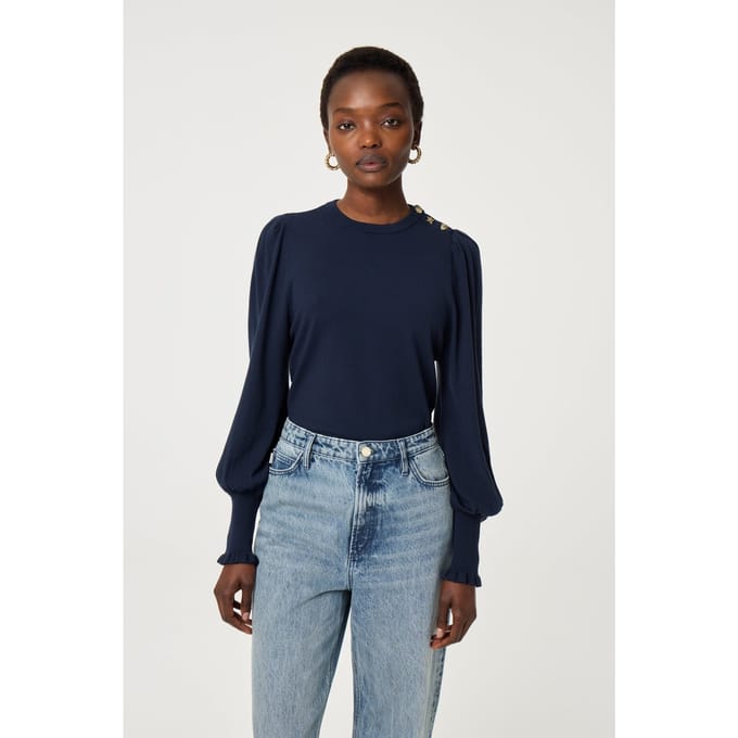 Fabienne Chapot Molly Balloon Pullover After Midnight Blue Maat: M | Longsleeves Outlet | Dames | Blauw