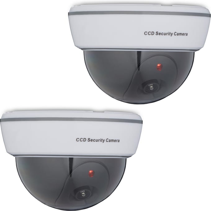 2x dummy dome camera - nepcamera - knipperende led - binnen & buiten - wit