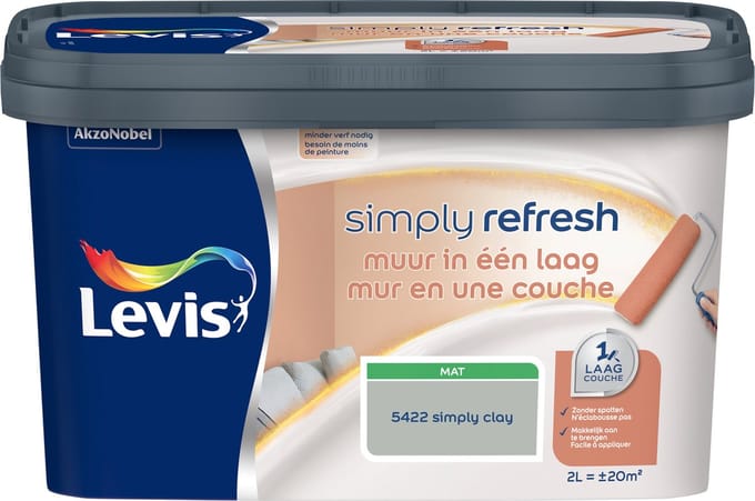 Levis - Simply Refresh Muur In Een Laag - Simply Clay - 2 L
