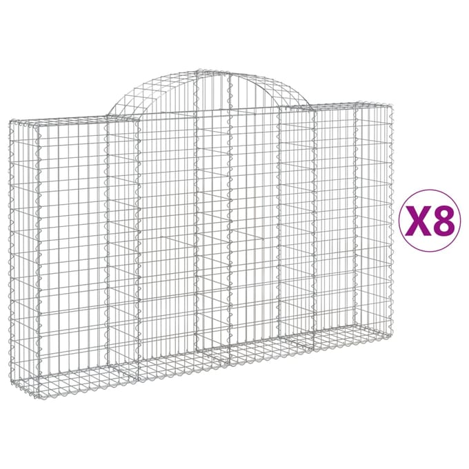 vidaXL - Schanskorven - 8 - st - gewelfd - 200x30x120/140 - cm - ijzer