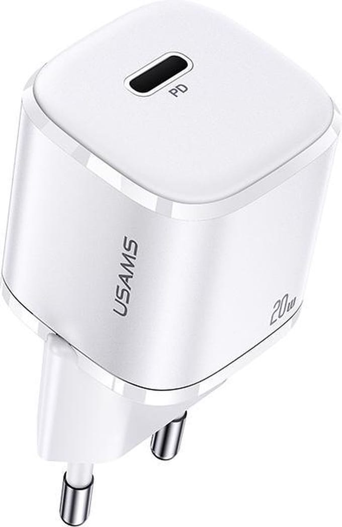 USAMS iPhone 12 20W PD Super Mini Oplader Snellader Smartphone Oplader - Compacte oplader -Galaxy/iPad Pro/Airpods/ iPhone 12/ Oplader