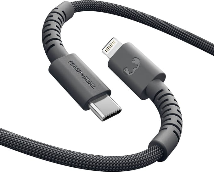 Fresh 'n Rebel FlexWave Oplaadkabel voor iPhone - USB-C – Extra lang (2m) - Siliconen gevlochten kabel - USB-C naar Apple Lightning - Storm Grey