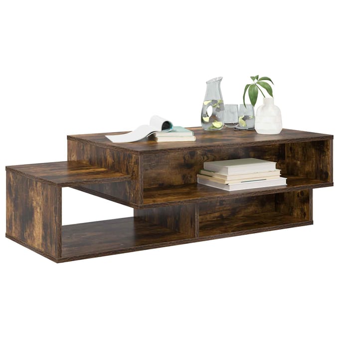 vidaXL - Salontafel - Rook - Eiken - 105 - x - 50 - x - 32,5 - cm - Bewerkt - hout
