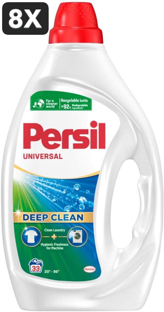 8 x Persil Wasmiddel Gel 33 Wasbeurten Universal 1,485 liter