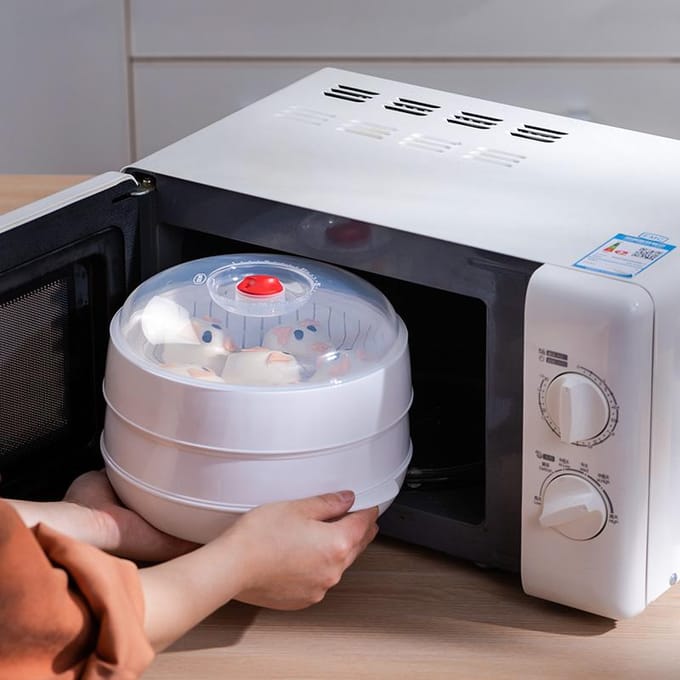 Magnetronoven Speciale Stomer Gestoomde Broodje Dumpling Container Gestoomd Met Deksel Duurzaam Rijst Meerlaags PP Stomer white