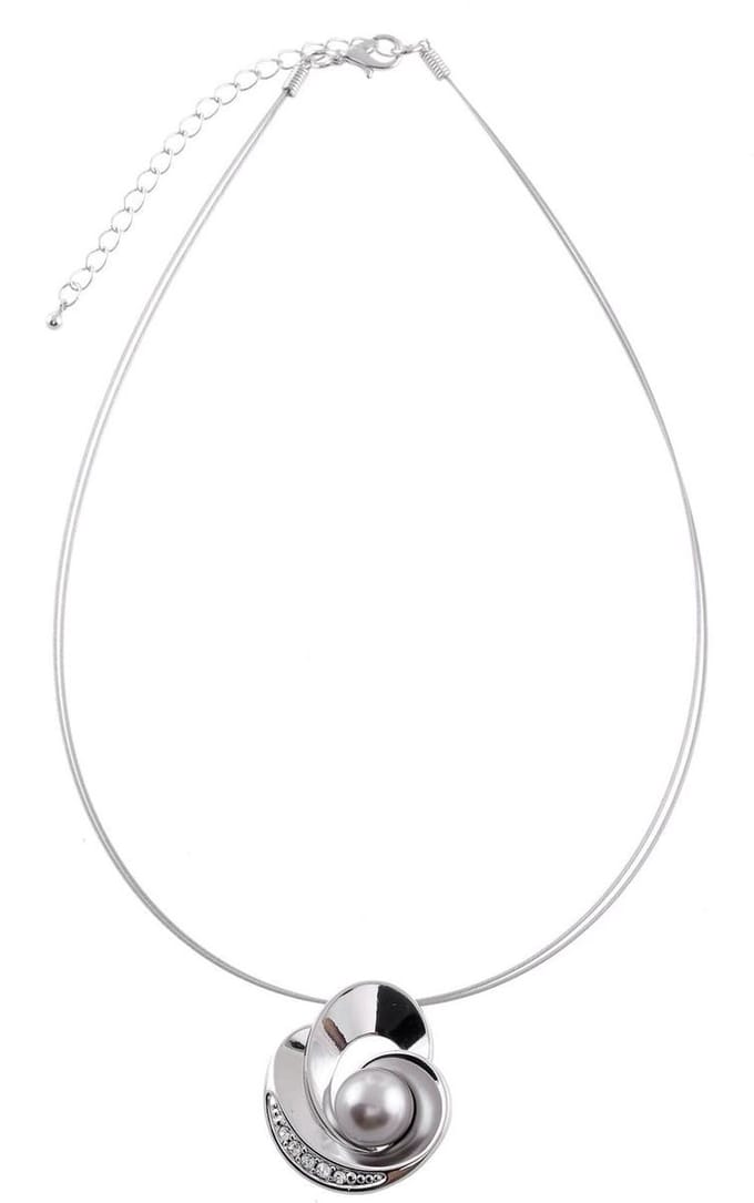 Behave® Ketting Cecilia – Parel en steentjes – 43 cm