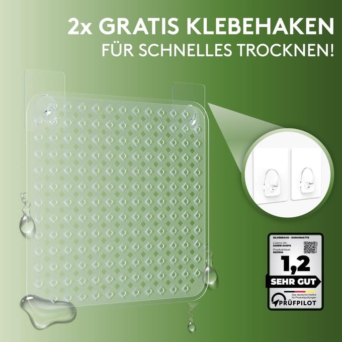 Famanu - Douchemat transparant 53 x 53 cm, antislip, schimmelbestendig, wasbaar
