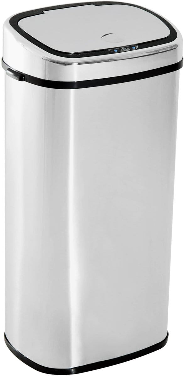 4goodz Sensorprullenbak rechthoek 68 liter - Zilver