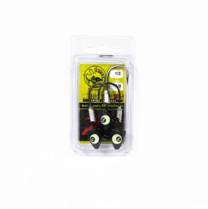 Tackle Tactics TT Big EyeZ Tête plombée 1/2 oz 5/0 Black Glow EyeZ (5154) white