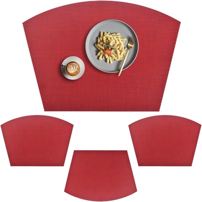PVC placemats wigplacemats wasbare vinyl placemats voor ronde tafel set van 4 rood