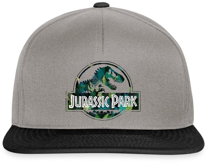 Jurassic Park Logo Met T-Rex Bladeren Ontwerp Snapback cap