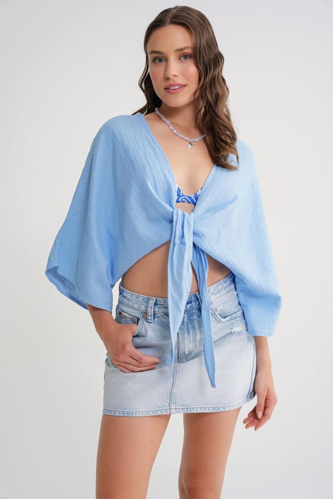 Gestructureerde V-hals Bolero Blouse