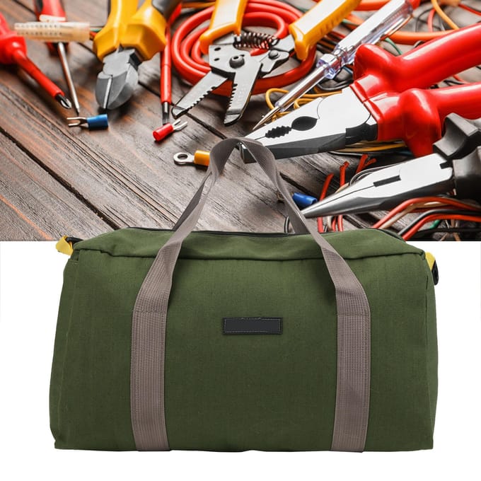 Sac de Rangement Électricien Toile Portable Imperméable Multifonctionnel Organisateur d'Outils gray
