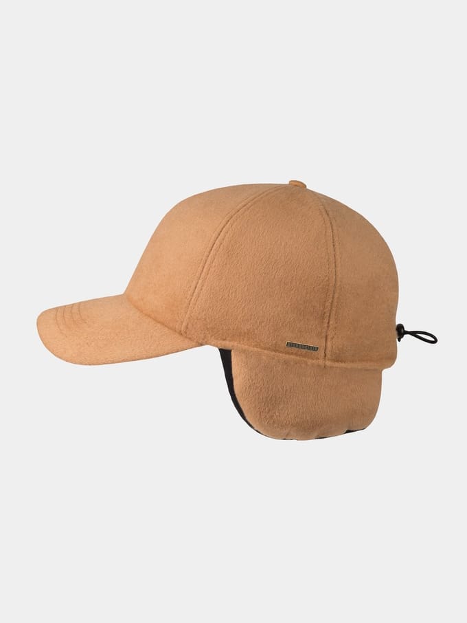 Lenox - Wollen baseball cap met oorflap - Khaki