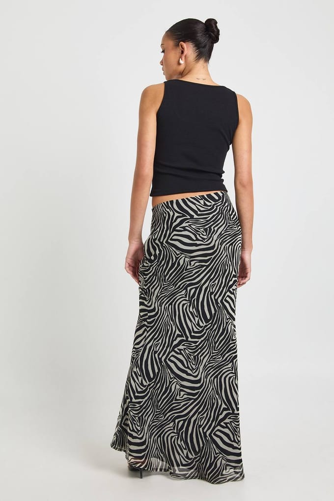 boohoo Dames Zebra Print Chiffon Maxi Rok | Maat: 6