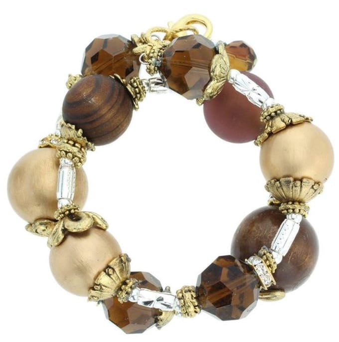 Behave - Wikkelarmband bruintinten goudkleur - Bohemian herfststijl