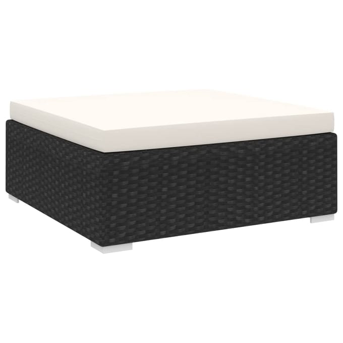 vidaXL - Voetensteun - 1 - st - met - kussen - poly - rattan - zwart