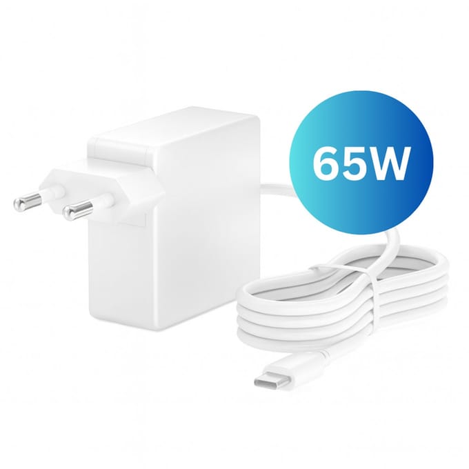 ViaDennis USB C kabel met adapter 65W - Universeel voor alle elektronica - USB-C oplader - Wit