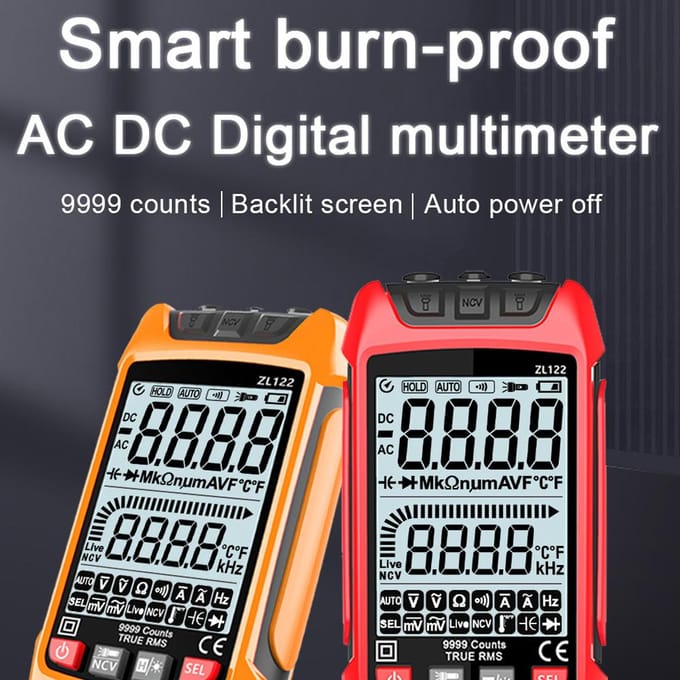 Digitale Multimeter LCD Achtergrondverlichting Display Handheld Multimeter Professioneel True RMS Spanning oranje