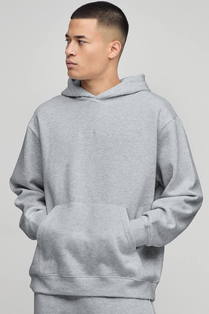 Essential BM Signature Oversized Hoodie | Grey Marl | Size Medium