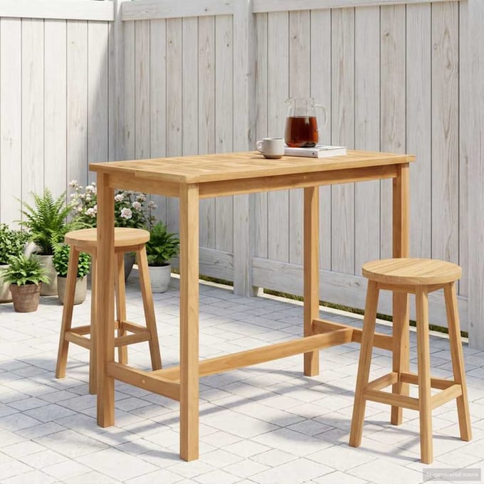 vidaXL Bartafel Naturel 110 x 60 x 105 cm Massief Teakhout