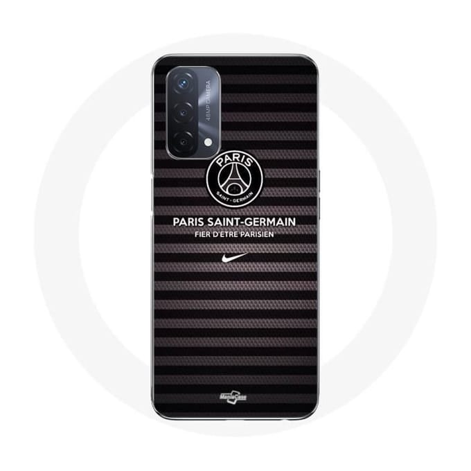 Coque - MANIACASE - Oppo A93 5G - Noir et gris - Le Paris SG et Nike - Souple gris