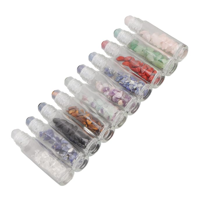 10 Stuks Essentiële Olie Rollerbal Flessen Transparant met Bamboe Deksel Roll On Parfum Sample 10ml white