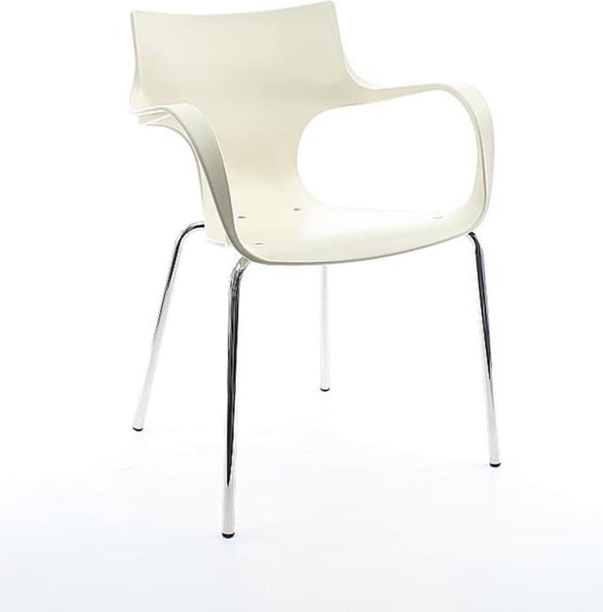 Workliving Jim Stoel - Vanille - Aluminium Onderstel