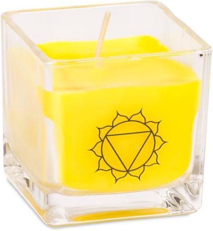 1 x Koolzaadwas ecologische geurkaars 3e chakra (6x6x6 cm)