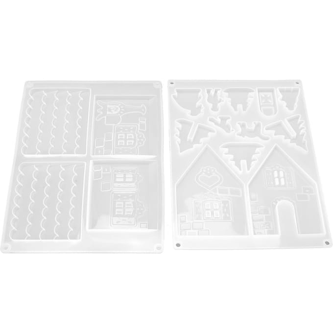 2 pièces Moules de Noël en Résine Moule en Silicone Flexible Recyclable pour Décoration de Table Murale white
