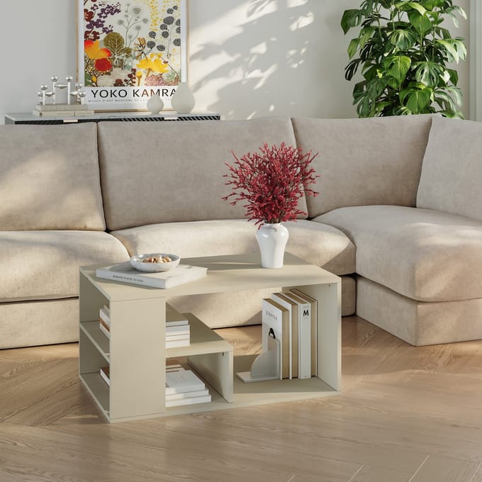 Salontafel Antaa 80x50x40 cm havermout [en.casa]