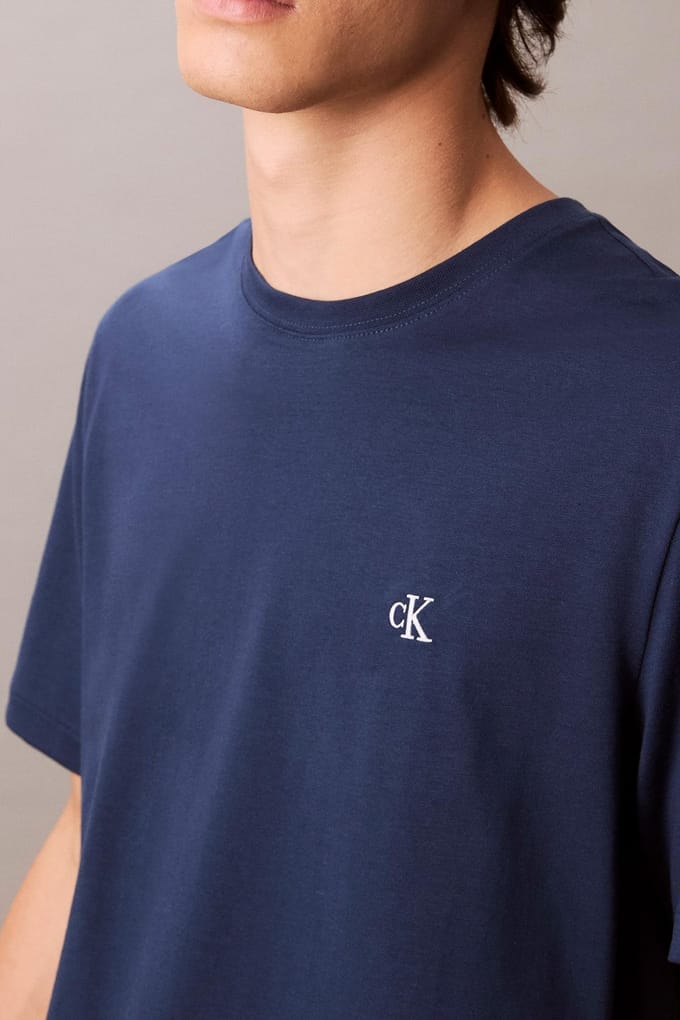 Calvin Klein Ss Easy Monogram Tee Blue Jean Taglia: S | Relaxed fit jeans Outlet | Uomo | Blu