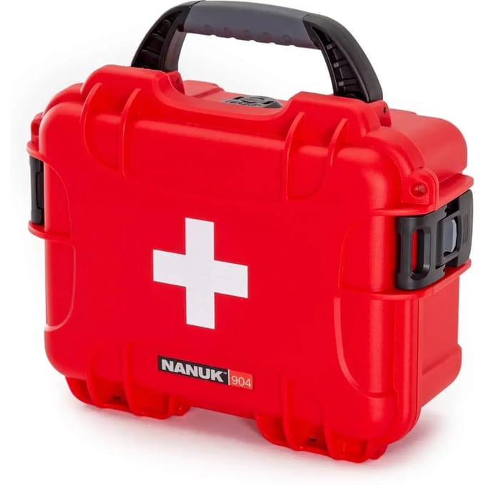 Nanuk 904 Case 904 empty – w/First Aid Logo - Red