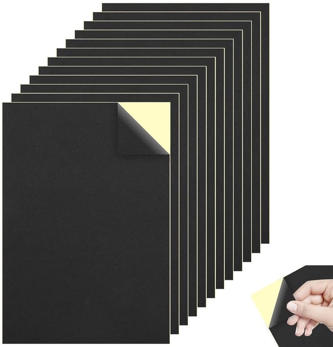 12 Zelfklevende Schuimrubber Platen Zwart 30x21cm 1mm Dik