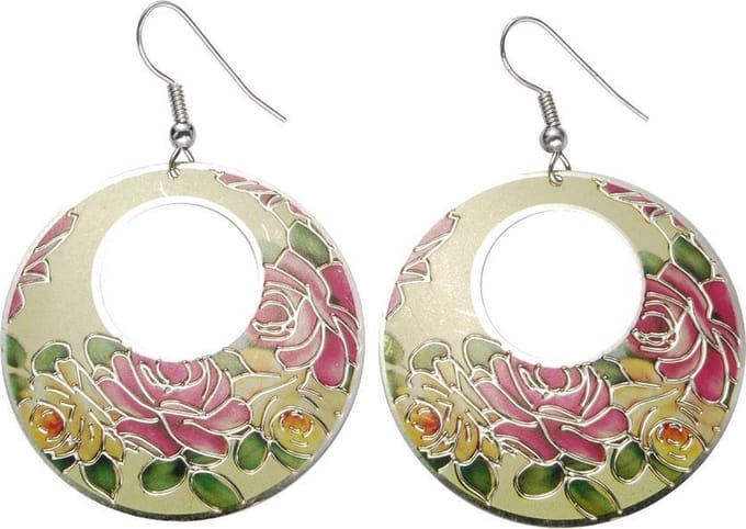 Behave - Oorhangers cirkel met rozenprint - Romantische stijl - Dames
