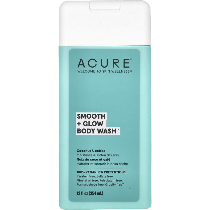 ACURE, Body Wash, Smooth + Glow, Coconut & Coffee, 12 fl oz (354 ml) white