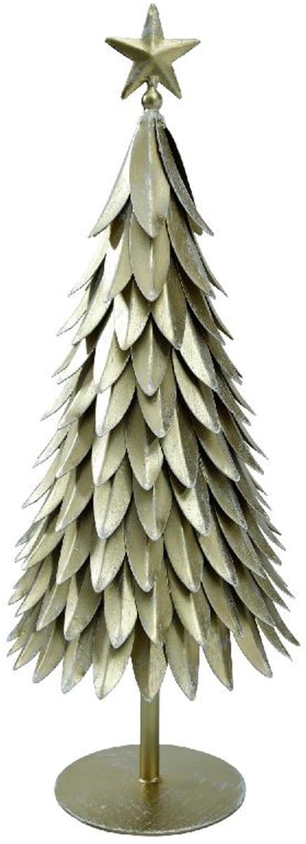 PTMD metalen kerstboom goud-wit - S- hoogte 23 cm