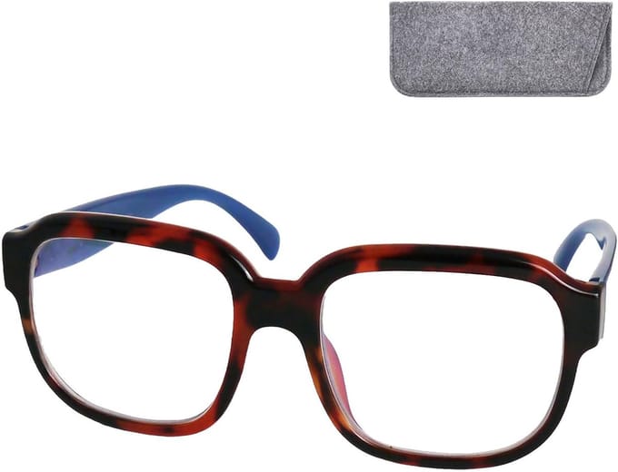 Oversized leesbril - Grote glazen - Comfortabel lezen - Inclusief etui - XL - Bruin luipaard