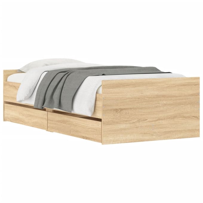 vidaXL - Bedframe - met - lades - sonoma - eikenkleurig - 90x190 - cm