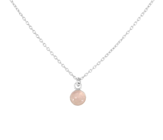 ARLIZI 2136 Ketting rozenkwarts cabochon hanger - sterling zilver - 44 cm