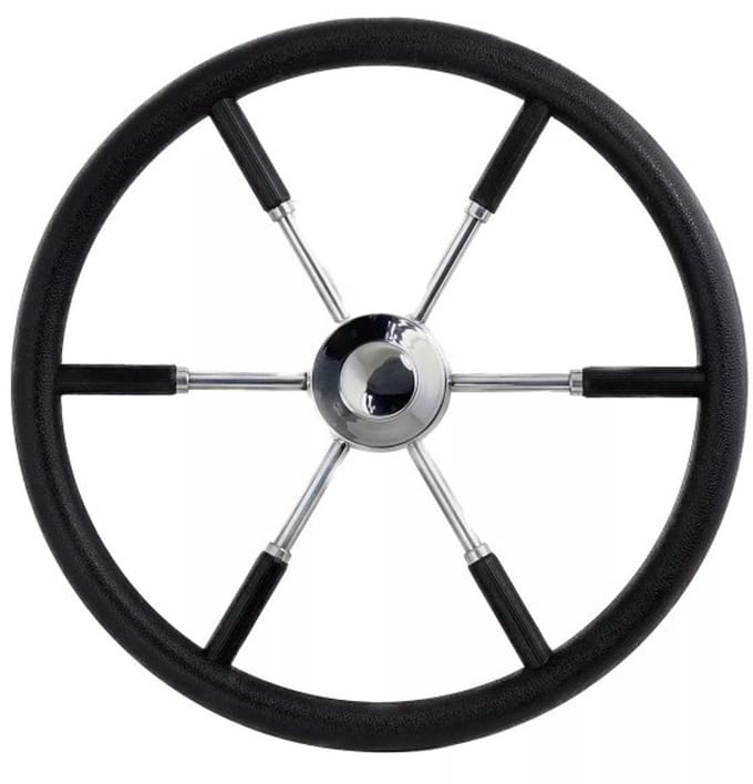 Ultraflex RVS Stuurwiel 70cm met zwarte PU Stuurrand
