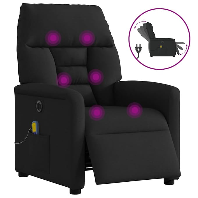 vidaXL - Massagestoel - elektrisch - verstelbaar - stof - zwart
